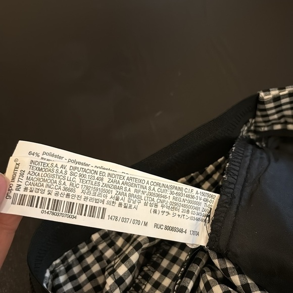 ZARA check pants front pockets elastic waist at back faux pockets at back size M - Picture 9 of 13